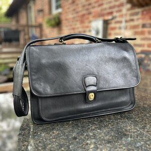 COACH Vintage Metropolitan Brief Briefcase Messenger Bag5180 Black Leather Brass